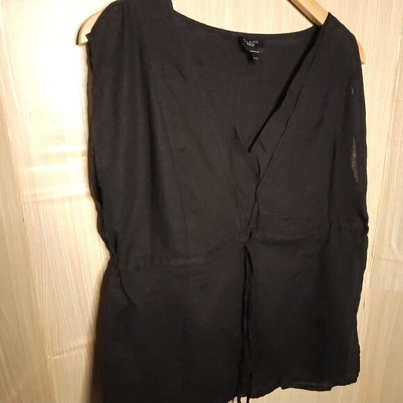 Talbots Womens Petite Black Linen Sleeve Relaxed Fit Top 10P - Picture 3 of 6